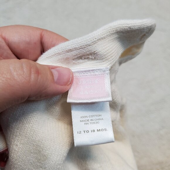 Janie and Jack White Pink Heart Cottagecore Knit Sweater Dress Girl 6 - 12 month - Picture 6 of 7